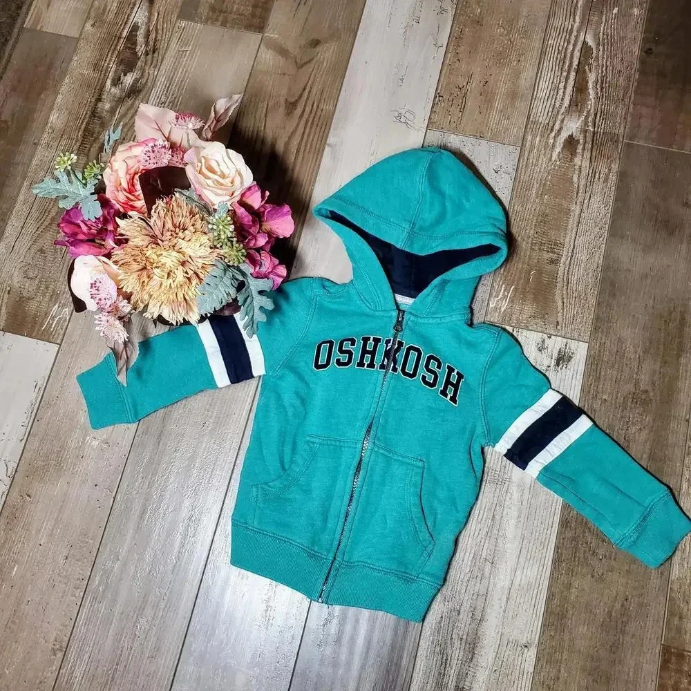 OshKosh B'gosh Green Full Zip Hoodie, Size 2T